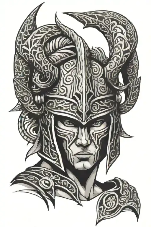Warrior With Horned Helmet Tribal Inspired