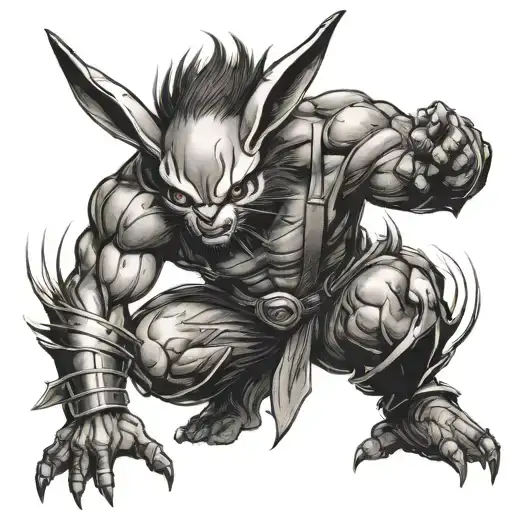 Bunny Warrior Facing Infront And Posing Like Wolverine