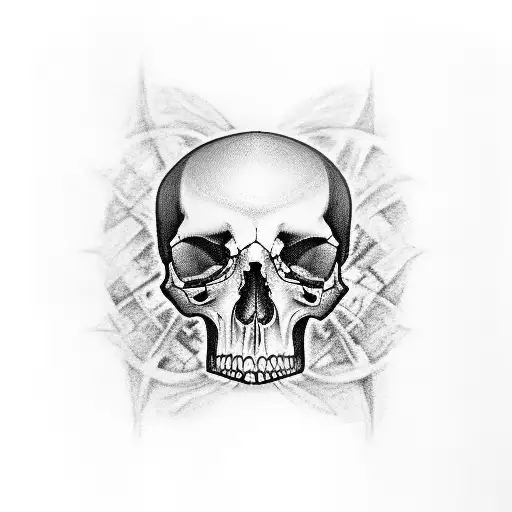 A Black-grey Tattoo Of A Chessboard Fading Into A Drawing Of A Skull