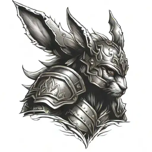 Rabbit Warrior With Armor And With Wolverin Claws Facing In Front