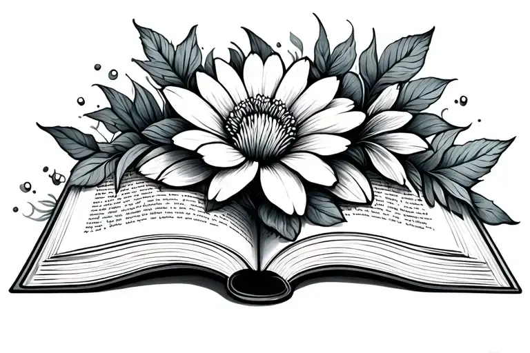 Book Open In Front Flower Imagination