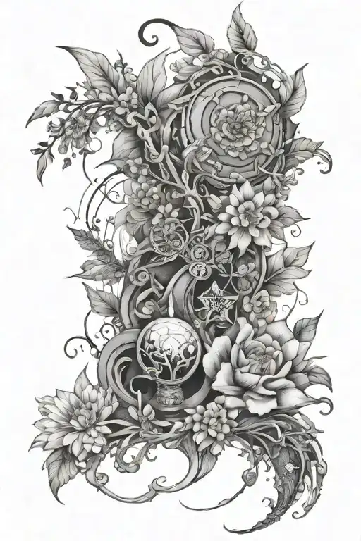 Full Arm Tattoo Design Incorporating The 4 Elements Of Nature