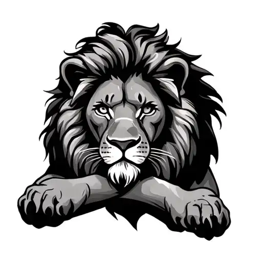 Lion With Front Paws Crossed