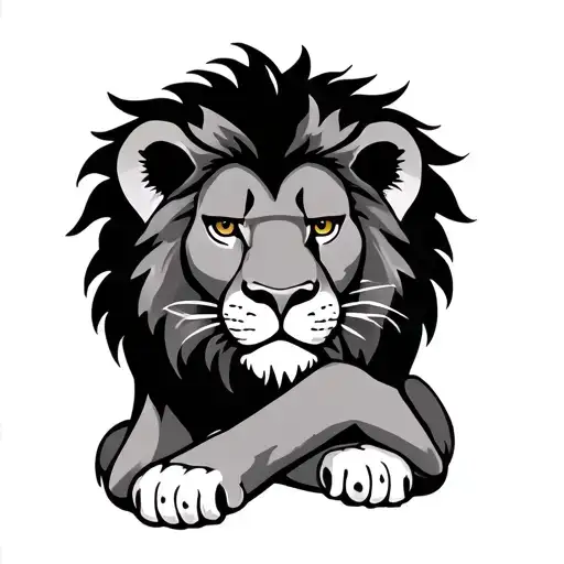 Lion With Front Paws Crossed
