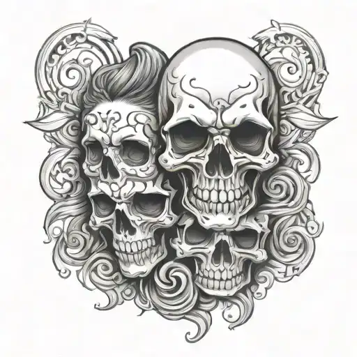 Skull Couple Embracing