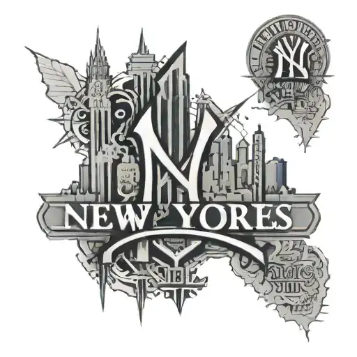 New York Yankees Logo With New York City In The Back Ground