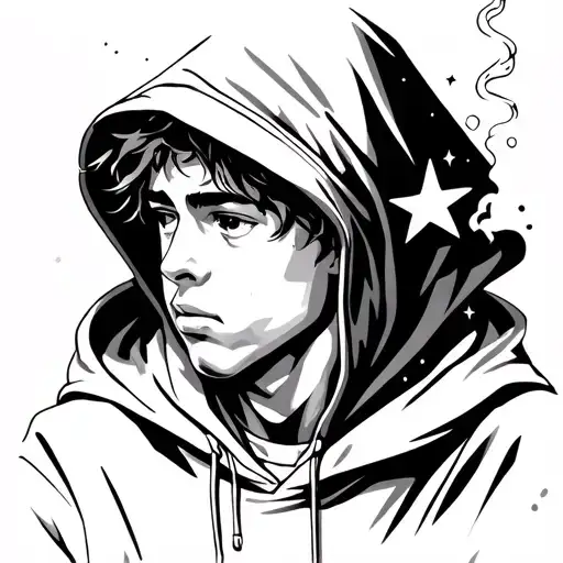 Black Boy In A Hoodie Looking At The Stars Smoking