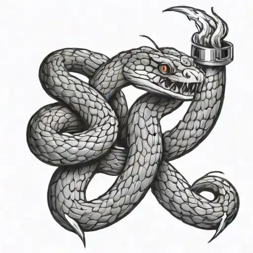 Snake Wrapped Around A Torch