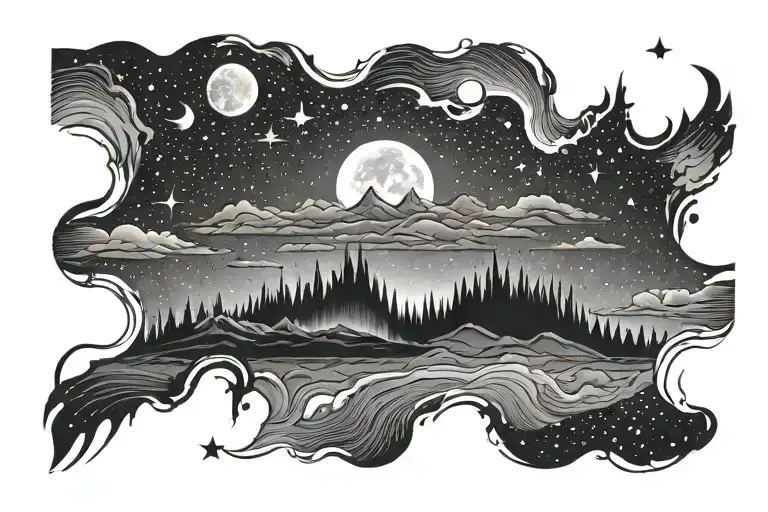 Night Sky With Aurora Borealis Rectangular