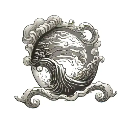 Moon With Waves Inside