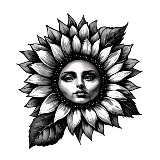 Sun With Sunflower Leaves