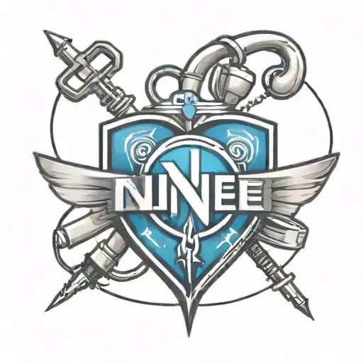 Nurse Logo With A Heart Beat Line Technology All Connected To A Blue Power Source In The Middle