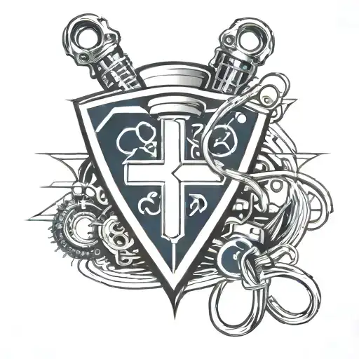 Nurse Logo With A Heart Beat Line Technology All Connected To A Blue Power Source In The Middle