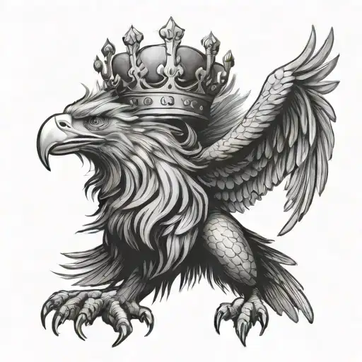 Eagle And Lion Wearing A Crown