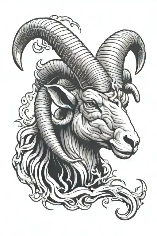 Raging Aries Ram Head Surrouded By Flames