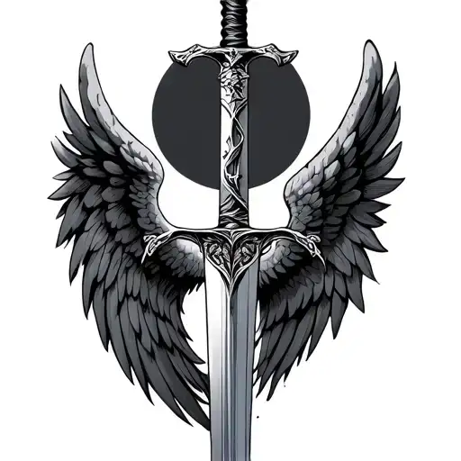 Angel Wings With Sword In The Middle