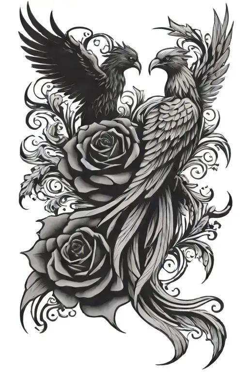 Phoenix And Rose Intertwined