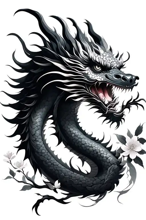 Chinese Dragon With Cherry Blossoms