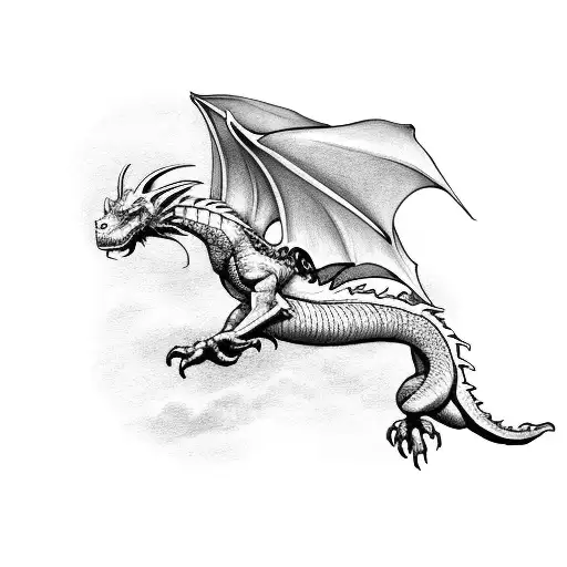 Dragon In Flight Carrying A Goat