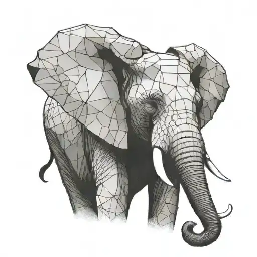 Elephant Head Forward Facing Geometric