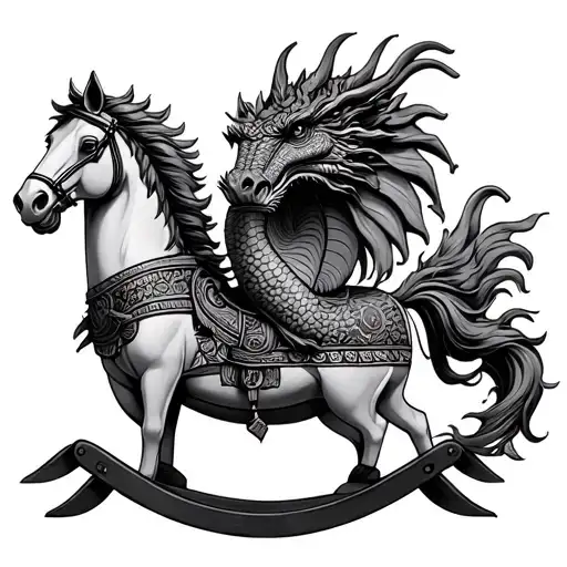 Water Dragon With A Trojan Horse Rocking Horse