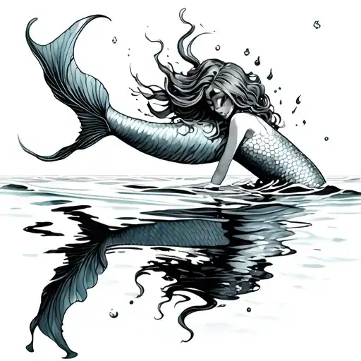 Mermaid Tail Diving Into Water