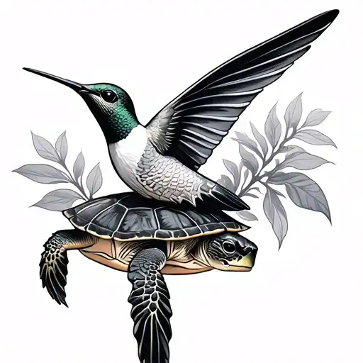 Turtle And Humming Bird Flying