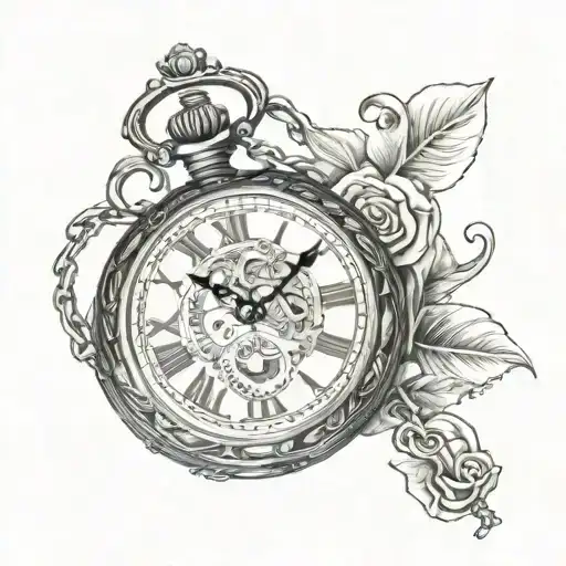 Pocket Watch Tattoo For Daughter
