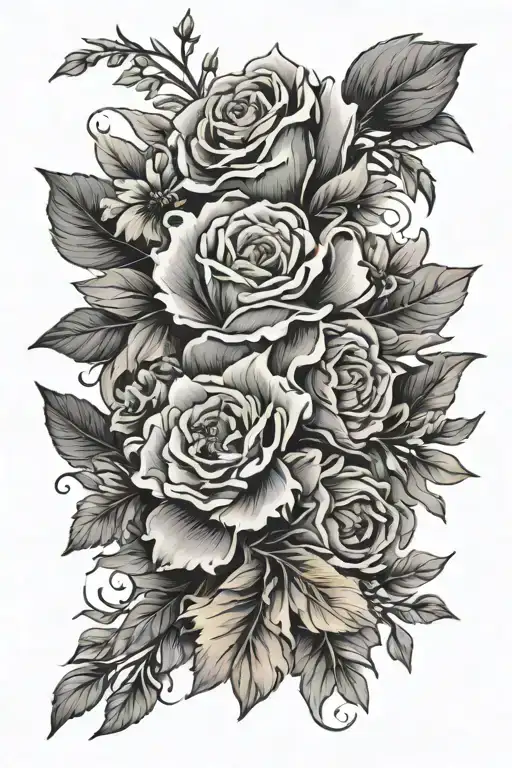 Floral Spine Tattoo With Flowers