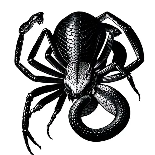 Snakes And Black Widow Spider