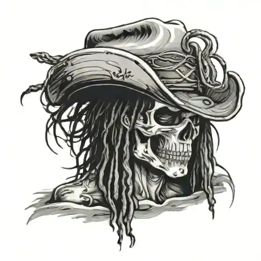 Emo Skull With Cowboy Hat Dreads With Lonely Boy Written Under The Bill