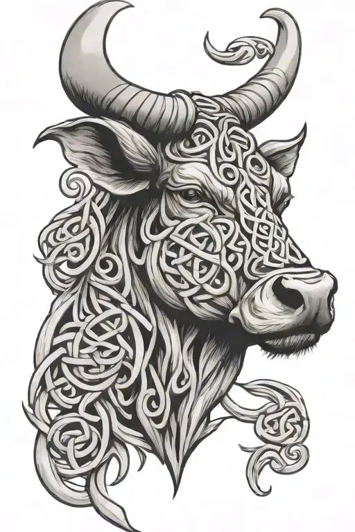 Scottish Bull Head With Celtic Knot Design Incorporating