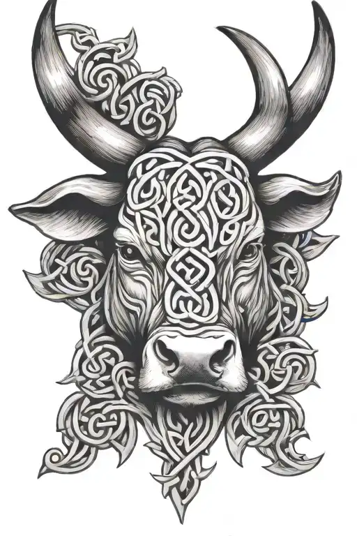 Scottish Bull Head With Celtic Knot Around It