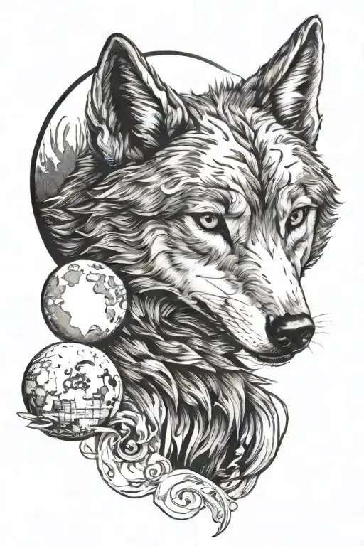 Wolf Pup Holwing To The Moon In The Moon A Sleeping Wolf