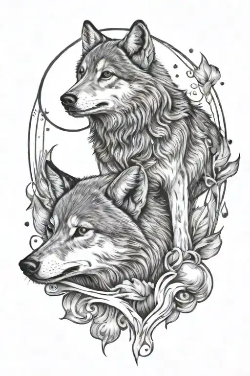 Wolf Pup Holwing To The Moon