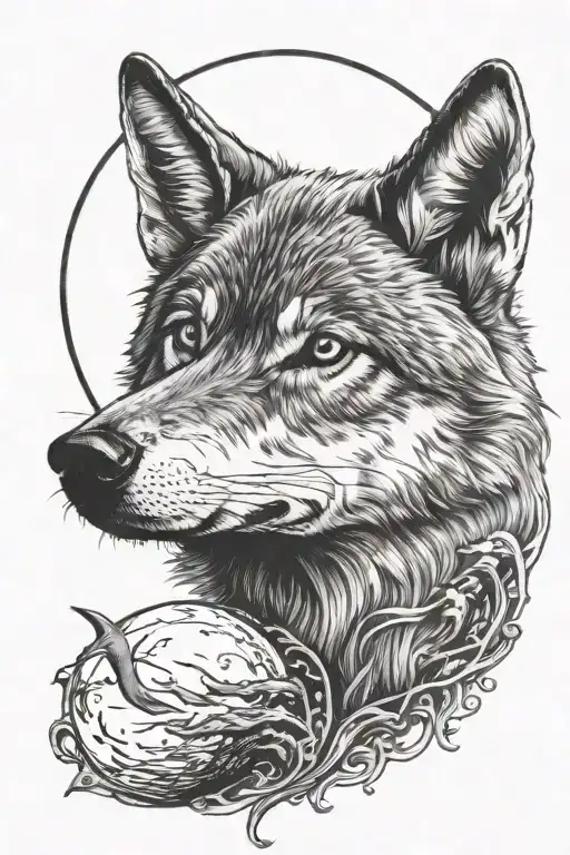 Wolf Pup Alone With The Moon