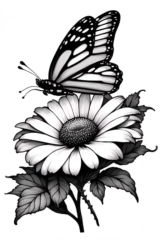 Flower Growing With A Butterfly Flying Single Line Simple No Wings On The Flower