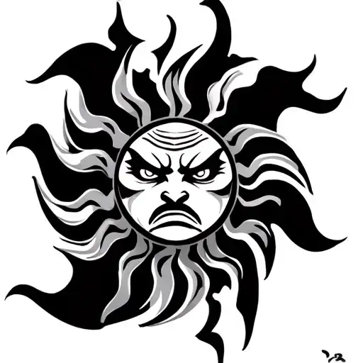 Angry Sun Maori Tribal