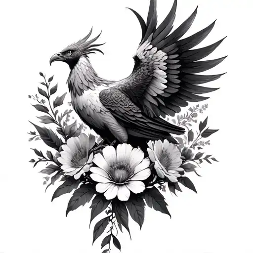 Phoenix Rising From August Birth Flowers