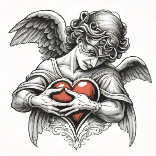 Blindfolded Angel Holding A Heart Shape