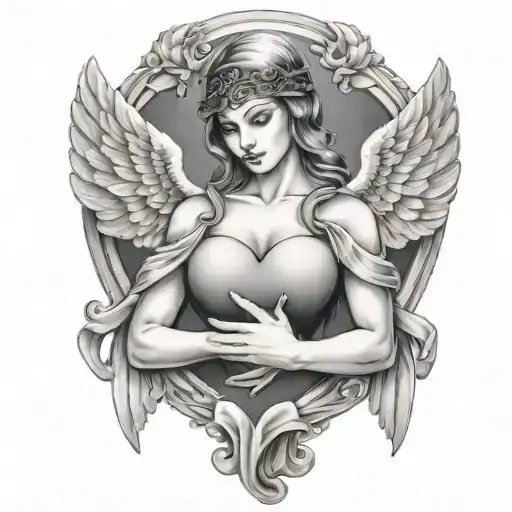 Blindfolded Angel Holding A Heart Shape