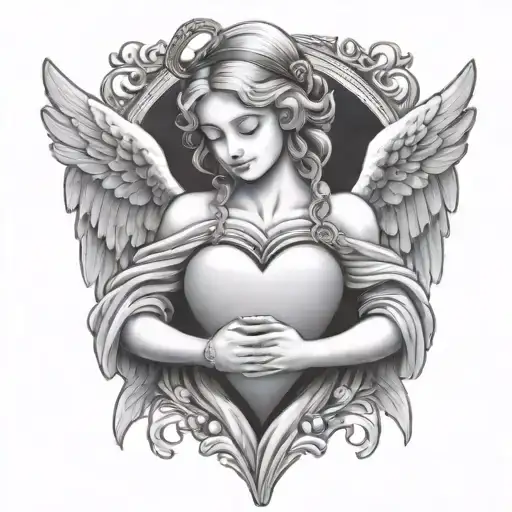 Blindfolded Angel Holding A Heart Shape