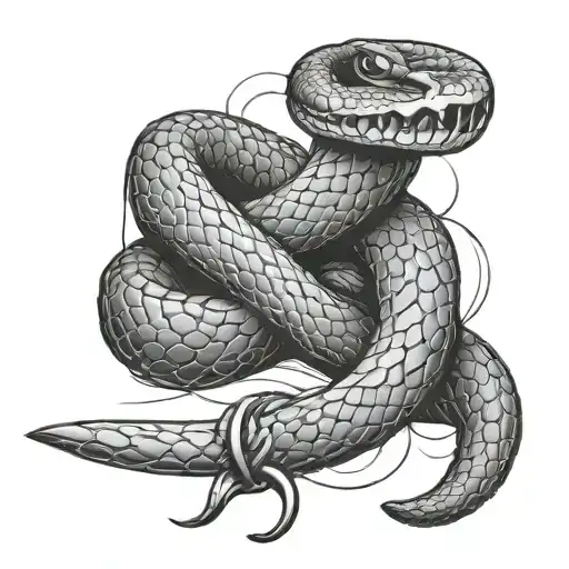 Snake Wrapped Around Knife