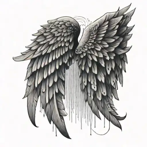 Cute Angel Wings Made Up Of Binary Code Only