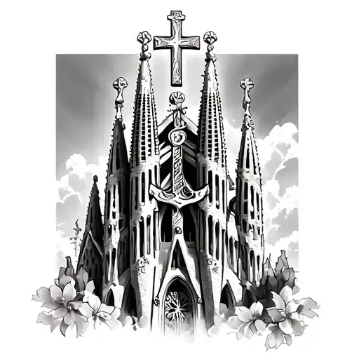 Sagrada Familia With Anchor Cross
