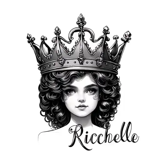 Richelle Written In Cursive And A Queens Crown On Top