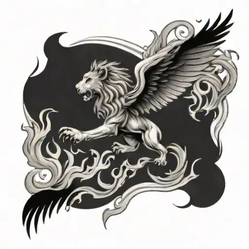 Lion Flames To Pheonix Flying