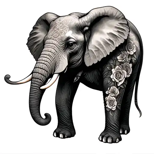 Elephant With Roses In Nature Forearm Male