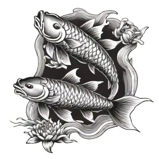 Koi Fish Swimming Upstream