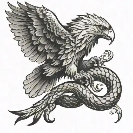 Fierce Eagle Catching Snake